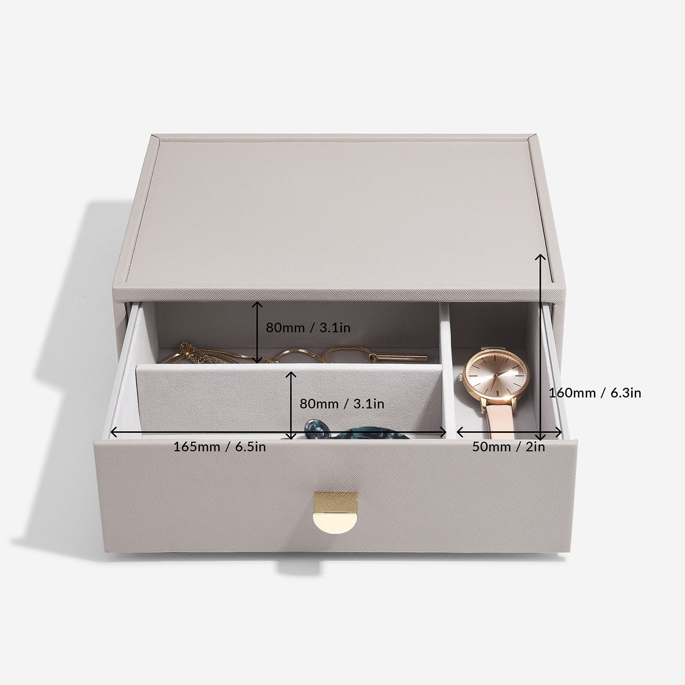 Taupe Classic Jewellery Box Accessory Drawer