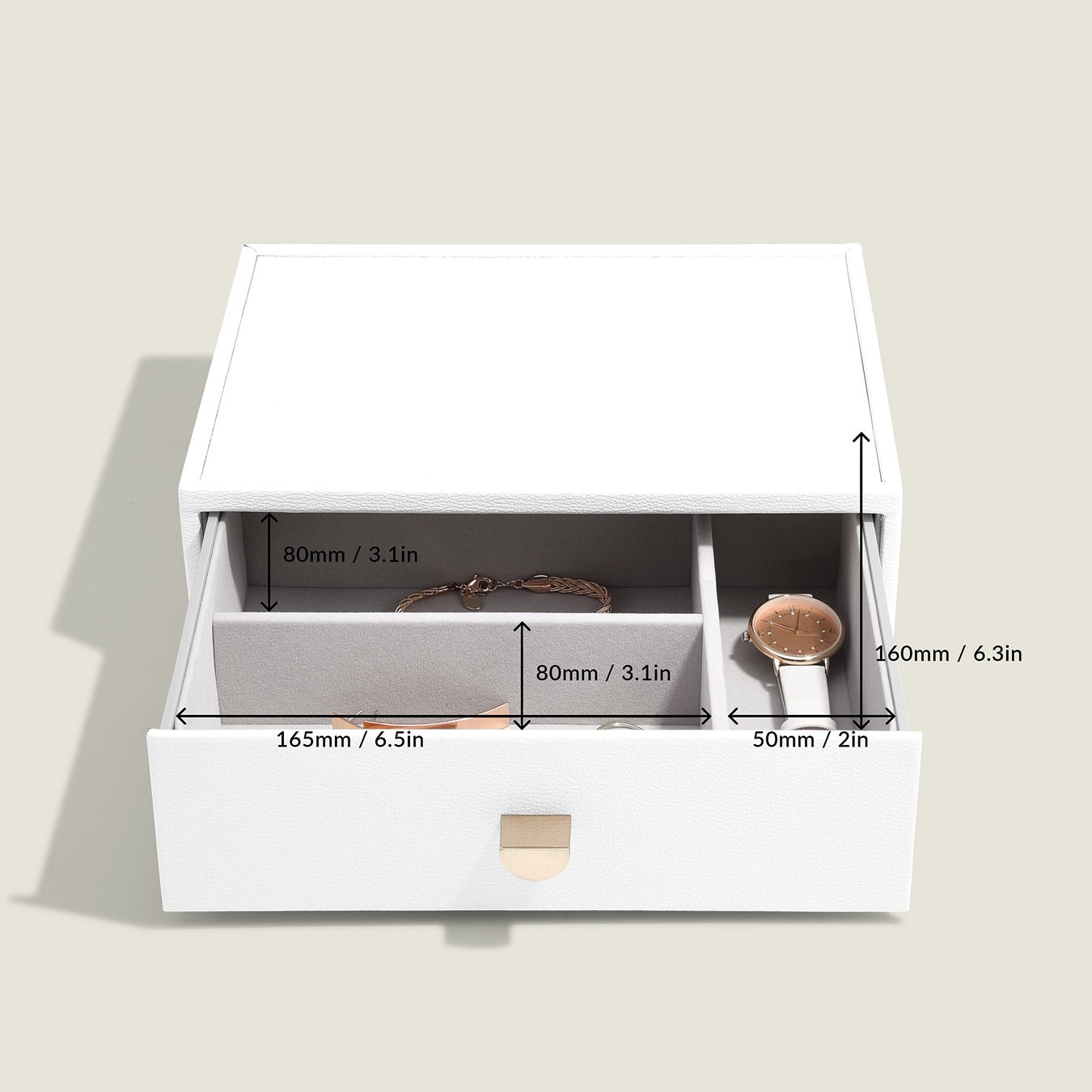 White Classic Jewellery Box Accessory Drawer