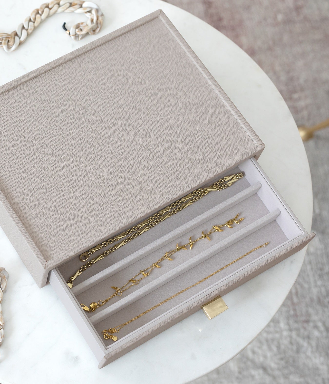 Taupe Classic Jewellery Box Necklace Drawer