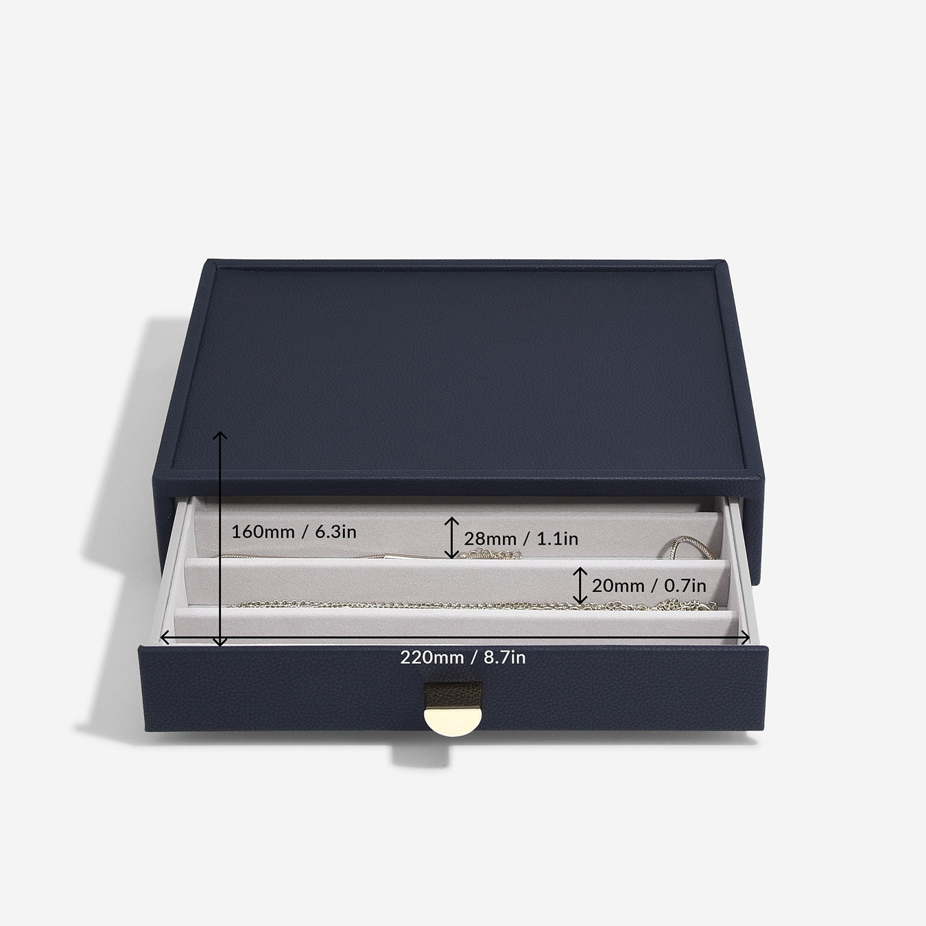 Navy Classic Jewellery Box Necklace Drawer