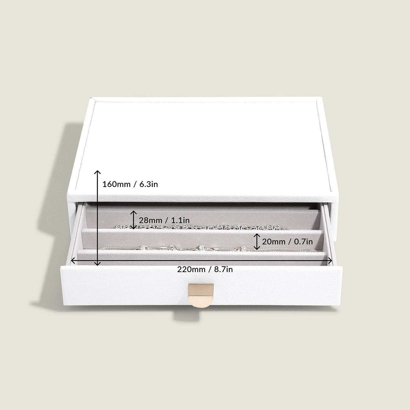 White Classic Jewellery Box Necklace Drawer