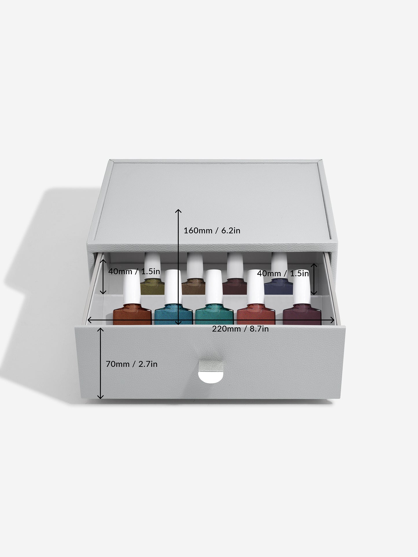 Pebble Grey Classic Nail Polish Drawer