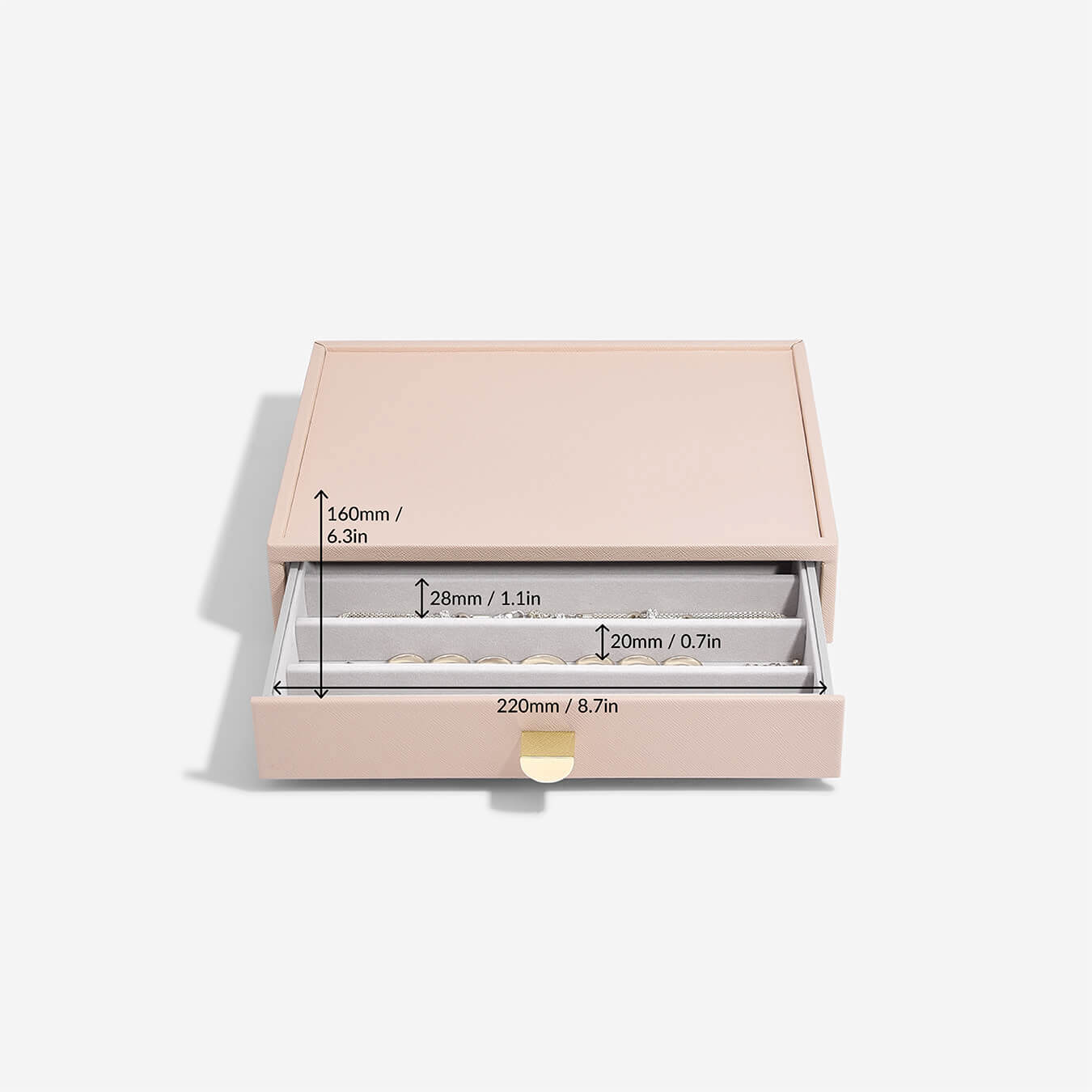 Blush Pink Classic Jewellery Box Necklace Drawer