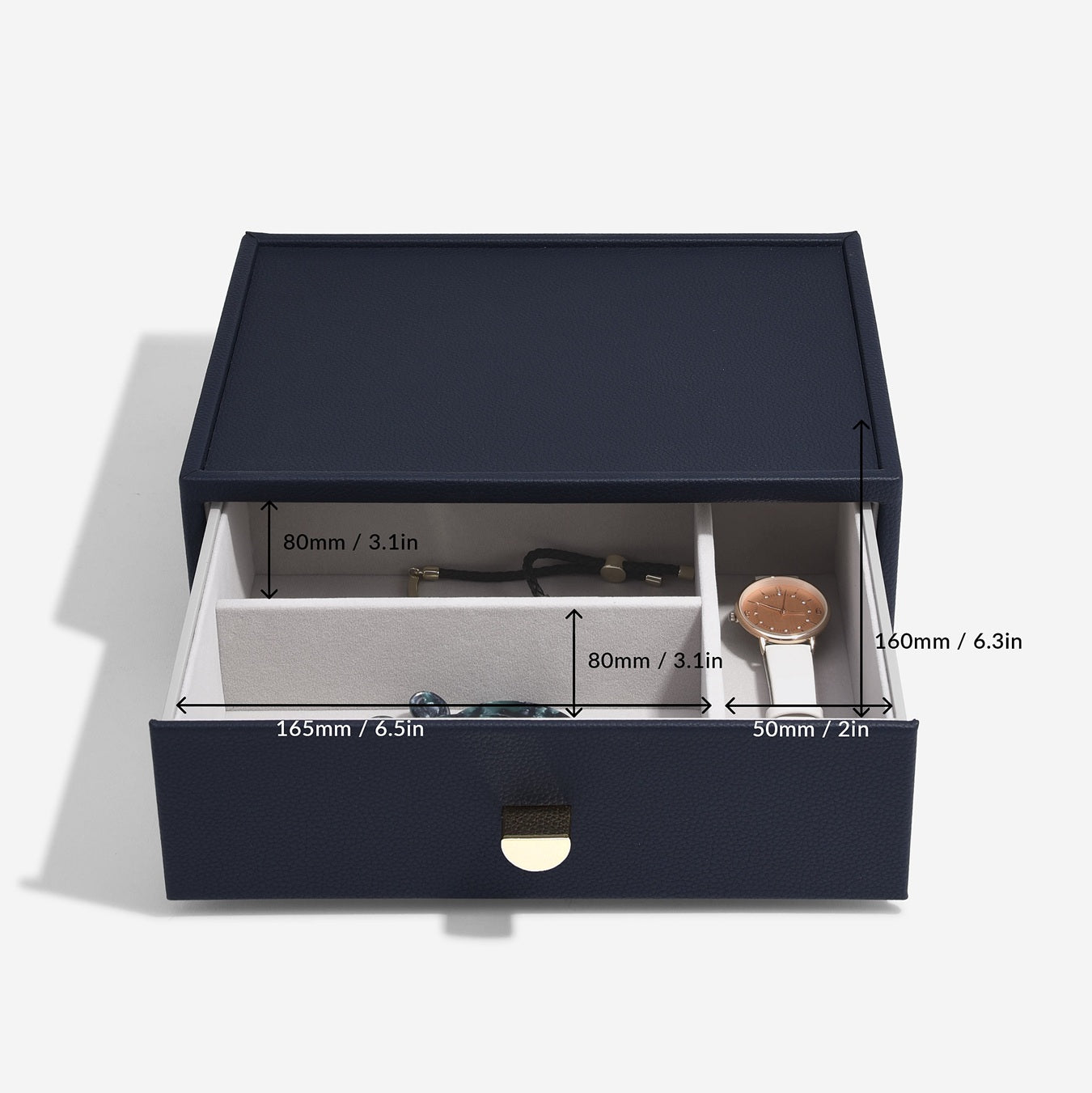 Navy Classic Jewellery Box Accessory Drawer
