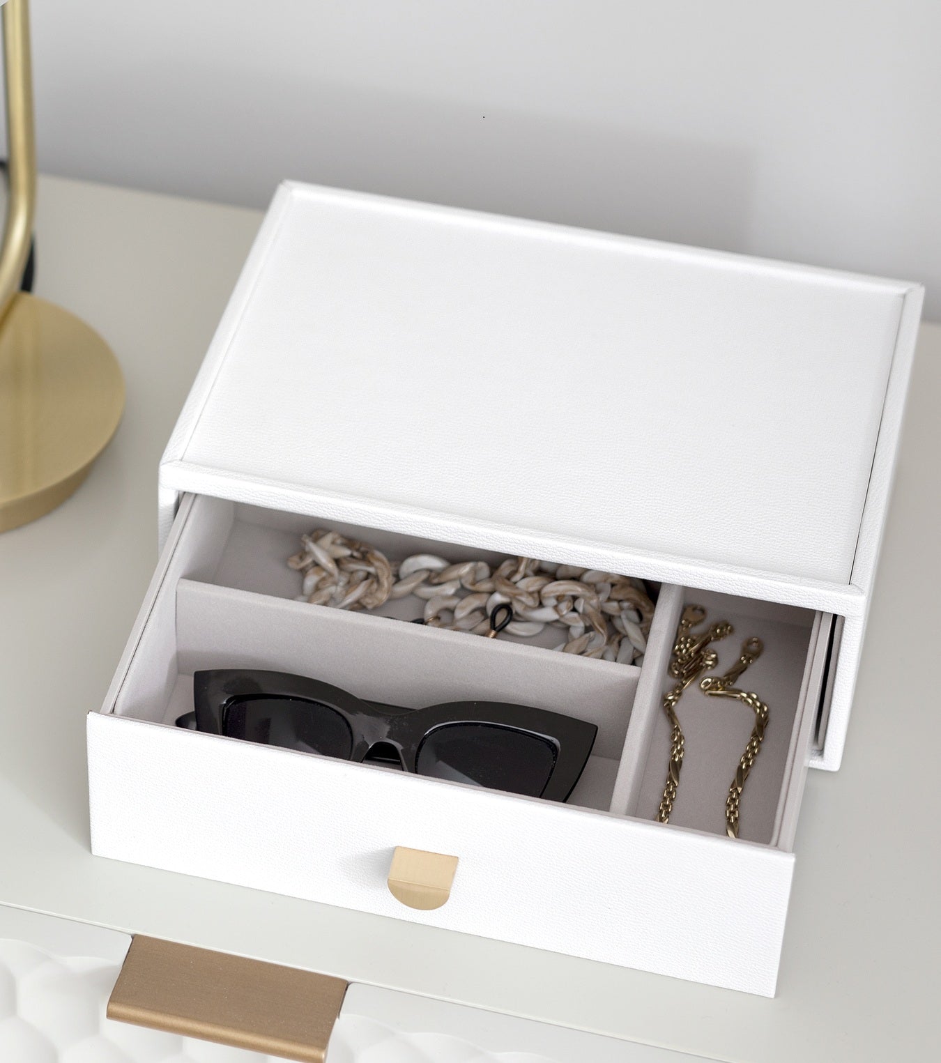 White Classic Jewellery Box Accessory Drawer