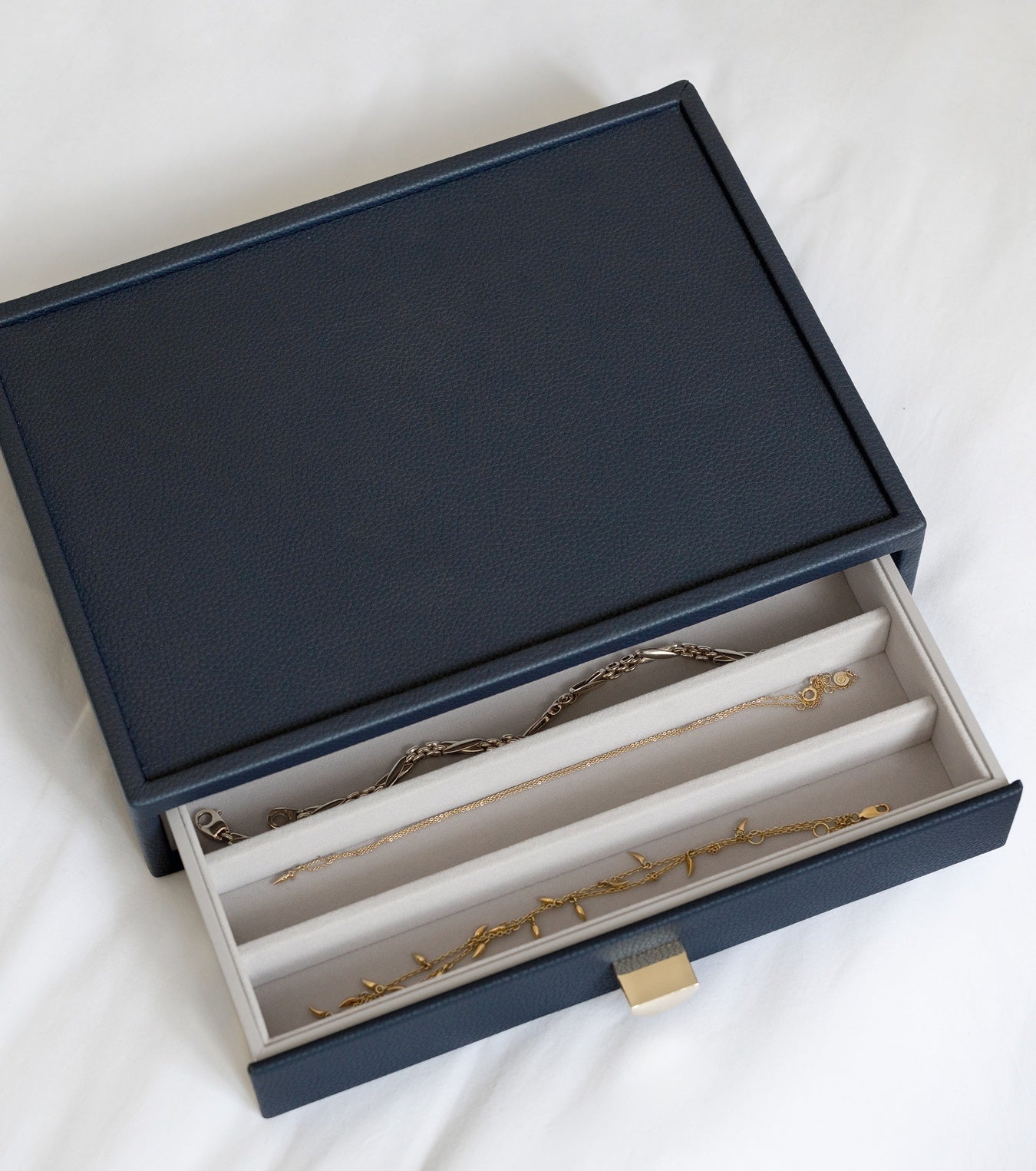 Navy Classic Jewellery Box Necklace Drawer