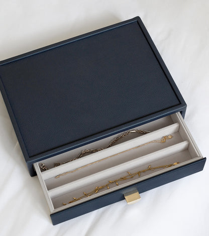 Navy Classic Jewellery Box Necklace Drawer