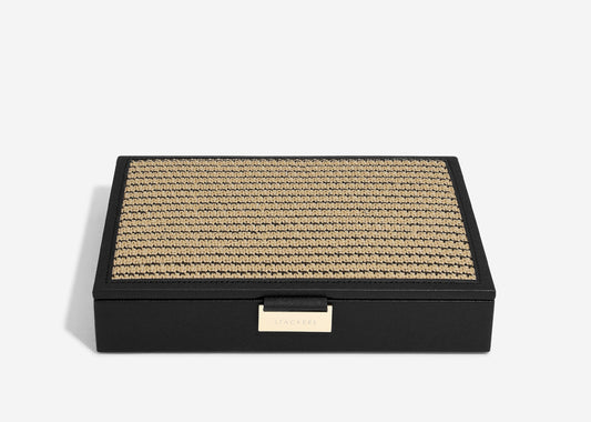 Black Raffia Classic Jewellery Box Lid
