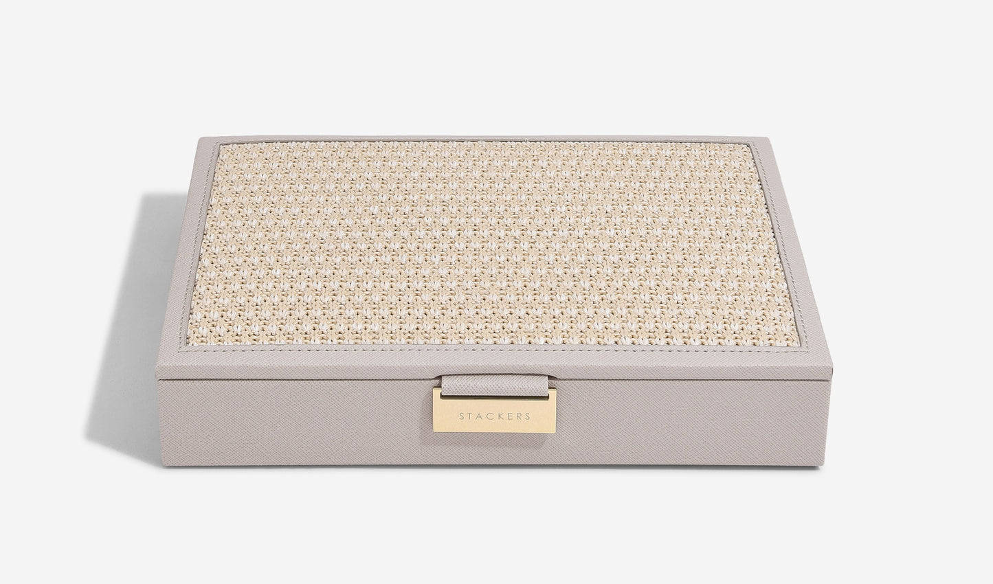 Taupe Raffia Classic Jewellery Box Lid
