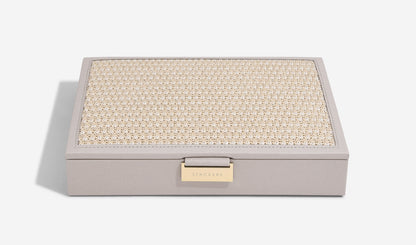 Taupe Raffia Classic Jewellery Box Lid
