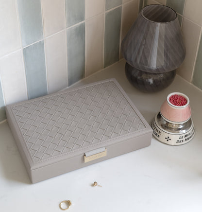 Taupe Woven Classic Jewellery Box Lid