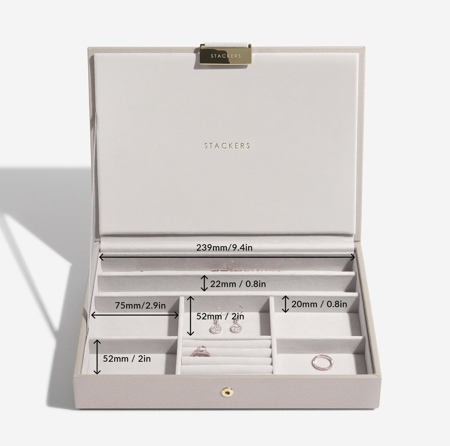 Taupe Woven Classic Jewellery Box Lid