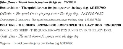 Text with various fonts and styles on a white background