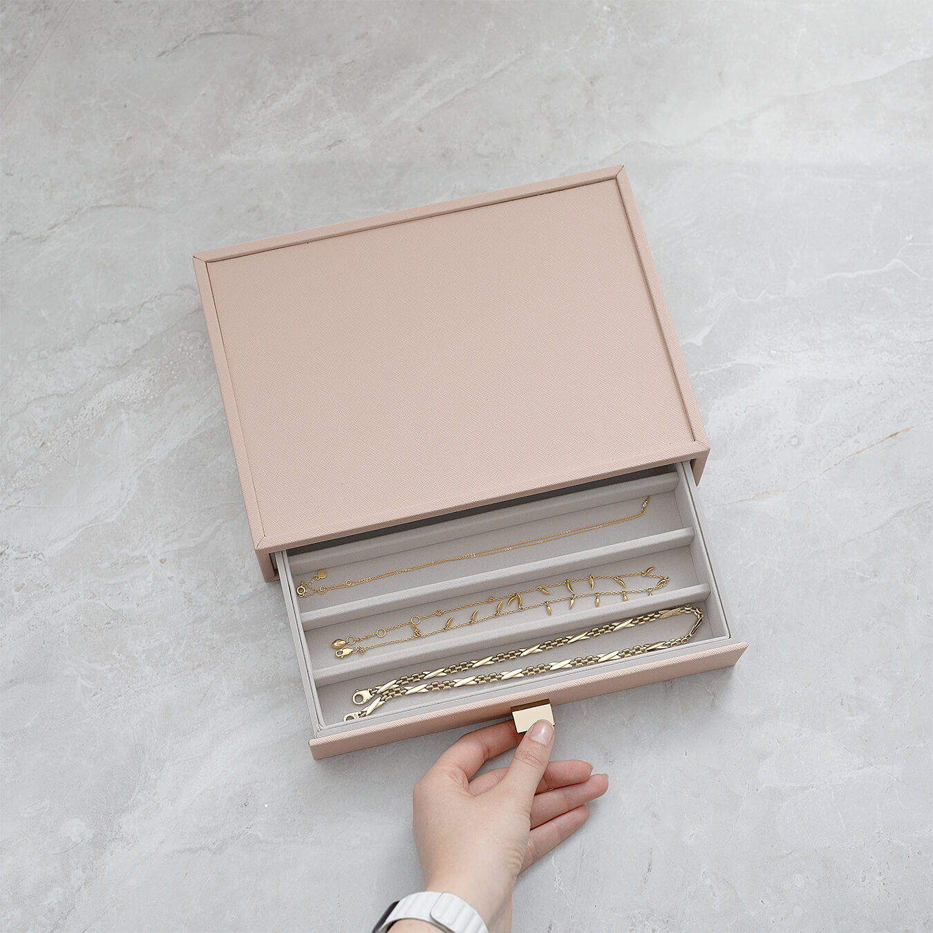 Blush Pink Classic Jewellery Box Necklace Drawer