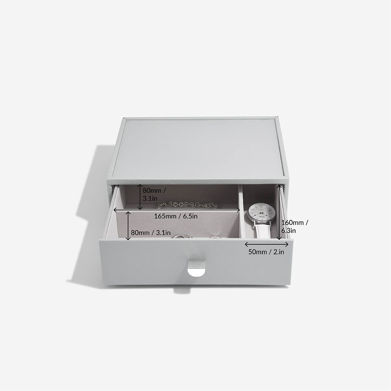 Pebble Grey Classic Jewellery Box Accessory Drawer