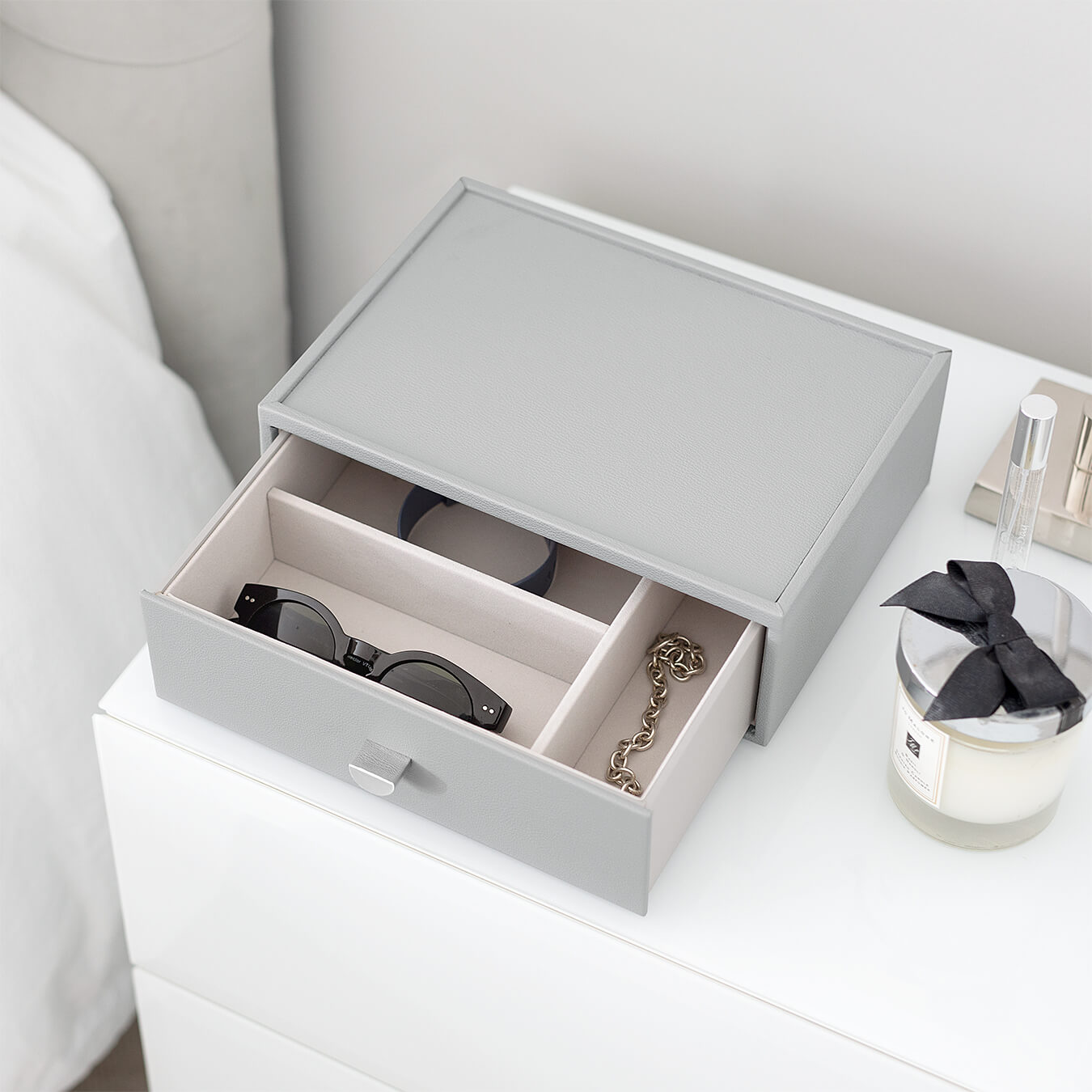 Pebble Grey Classic Jewellery Box Accessory Drawer