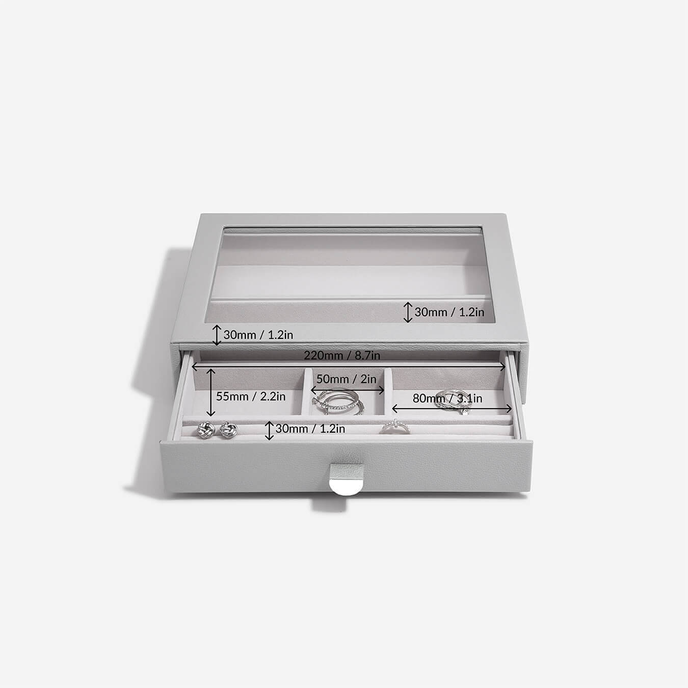 Grey Classic Jewellery Box Display Drawer