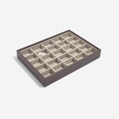 mink coloured jewelry organizer with 25 compartments on a white background