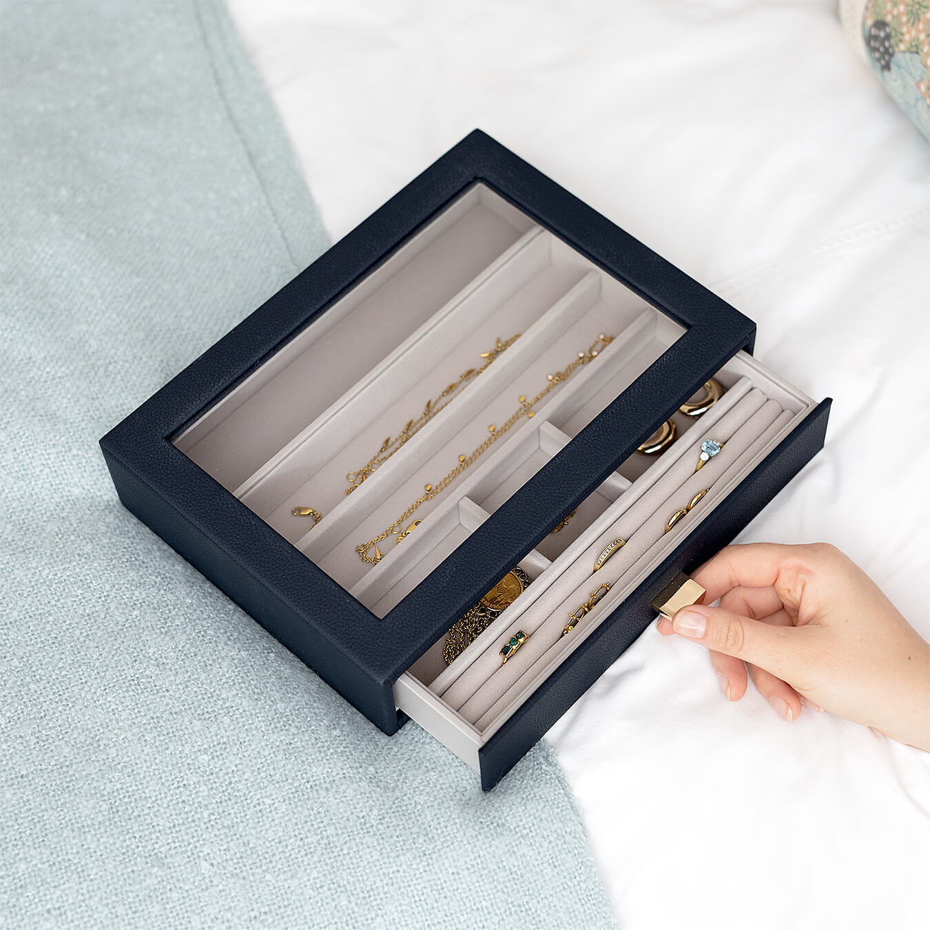 Navy Classic Jewellery Box Display Drawer