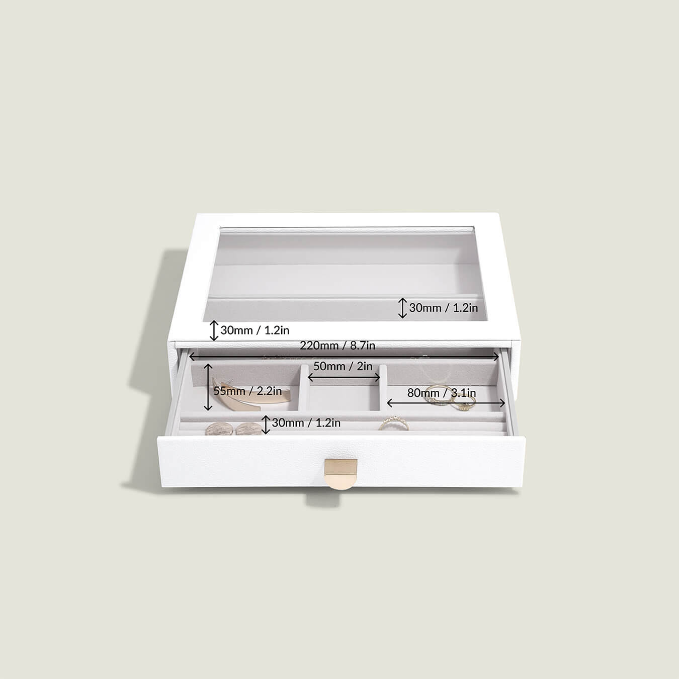 White Classic Jewellery Box Display Drawer